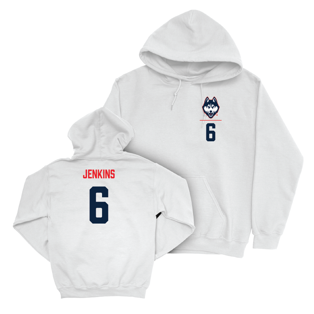 UConn Women's Soccer Logo White Hoodie  - Taylor Jenkins