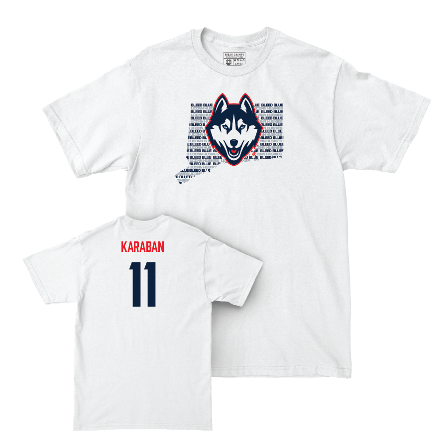 Men's Basketball White Bleed Blue Comfort Colors Tee - Alex Karaban