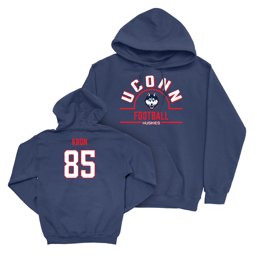 UConn Football Arch Navy Hoodie - Drew Kron | #85