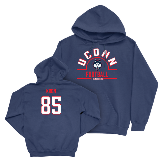 UConn Football Arch Navy Hoodie - Drew Kron | #85