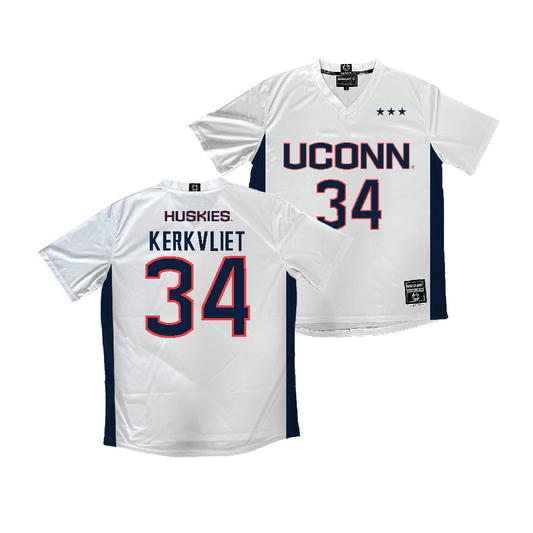 UConn Men's Soccer White Jersey - Max Kerkvliet