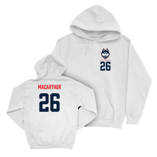 UConn Baseball Logo White Hoodie  - Grant MacArthur