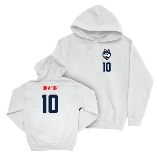 UConn Women's Soccer Logo White Hoodie - Chioma Okafor | #10