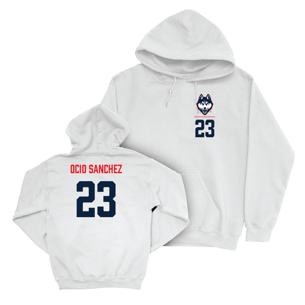 UConn Women's Soccer Logo White Hoodie  - Naia Ocio Sanchez