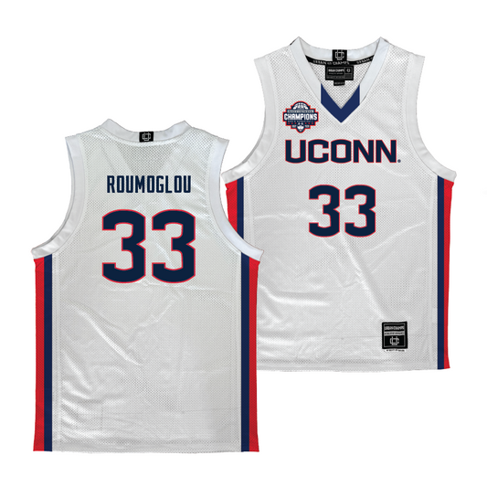 PRE-ORDER: UConn Men's Basketball National Champions White Jersey - Apostolos Roumoglou | #33