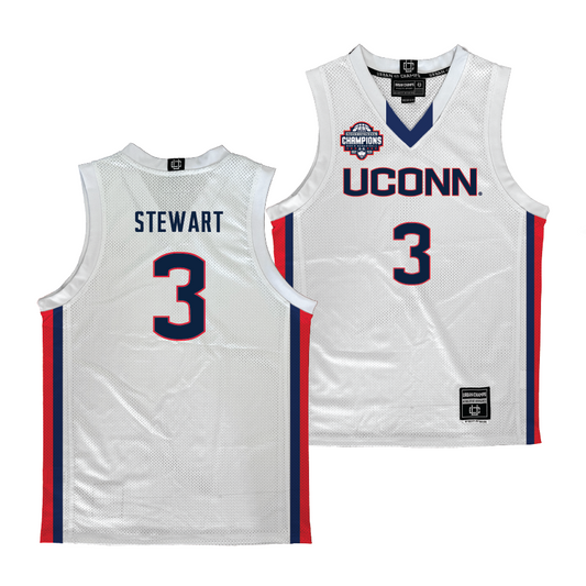 PRE-ORDER: UConn Men's Basketball National Champions White Jersey - Jaylin Stewart | #3