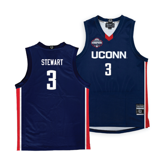 PRE-ORDER: UConn Men's Basketball National Champions Navy Jersey - Jaylin Stewart | #3