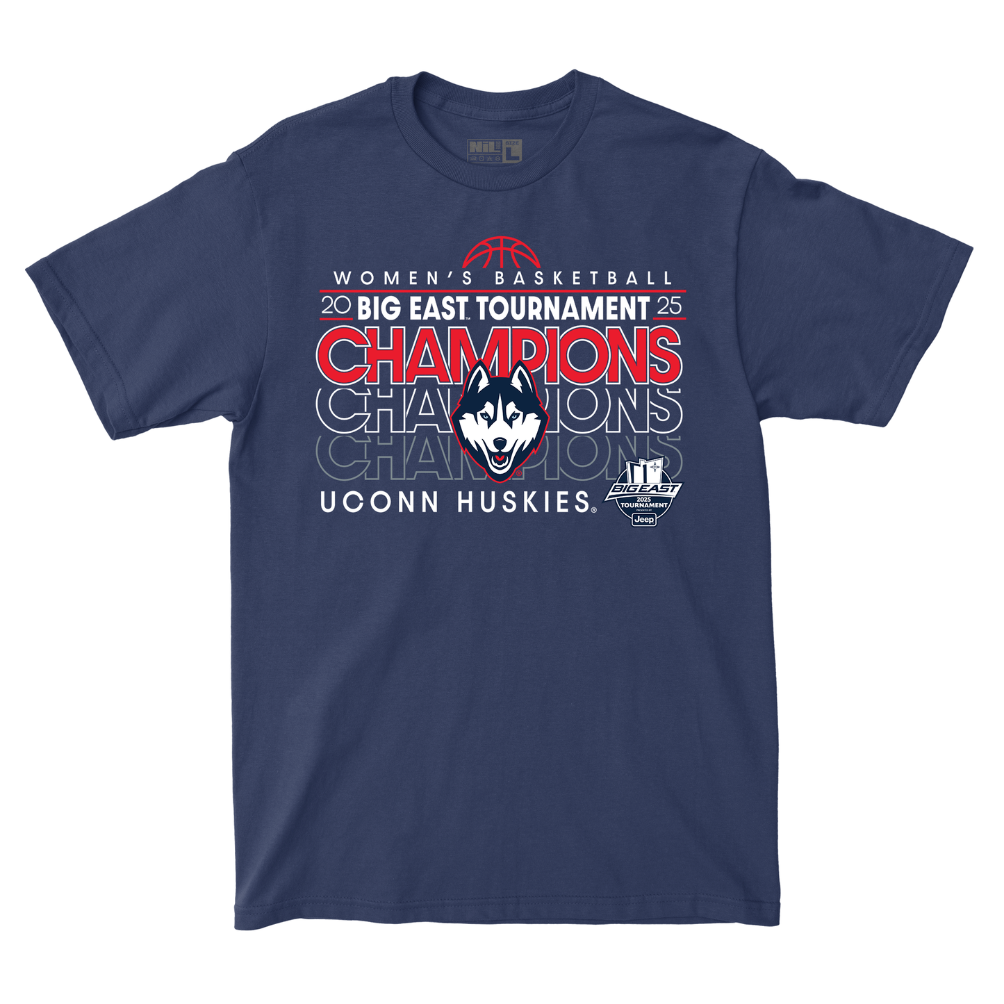 UConn Women's Basketball 2024-25 Big East WBB Tournament Champions Traditional Tee