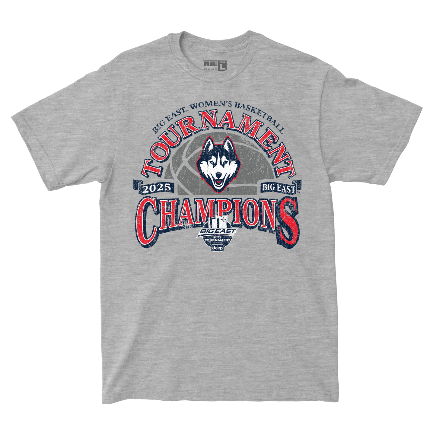 UConn Women's Basketball 2024-25 Big East WBB Tournament Champions Vintage Tee