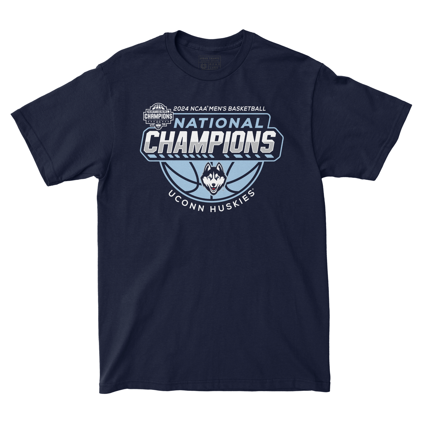 UCONN MBB 2024 National Champions Basketball Navy T-shirt