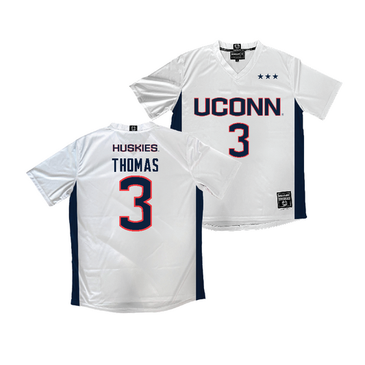 UConn Men's Soccer White Jersey - Mikah Thomas