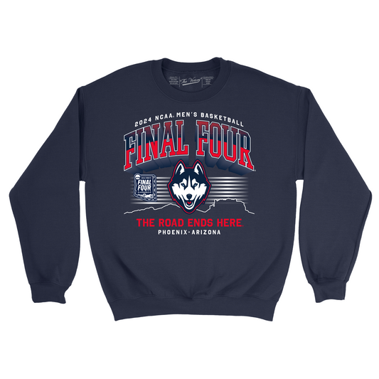 UConn MBB 2024 Final Four "The Road Ends Here" Navy Crewneck by Retro Brand