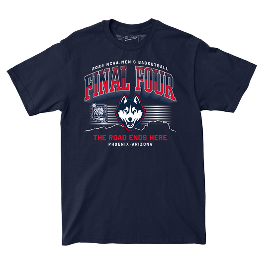 UConn MBB 2024 Final Four "The Road Ends Here" Navy T-shirt by Retro Brand