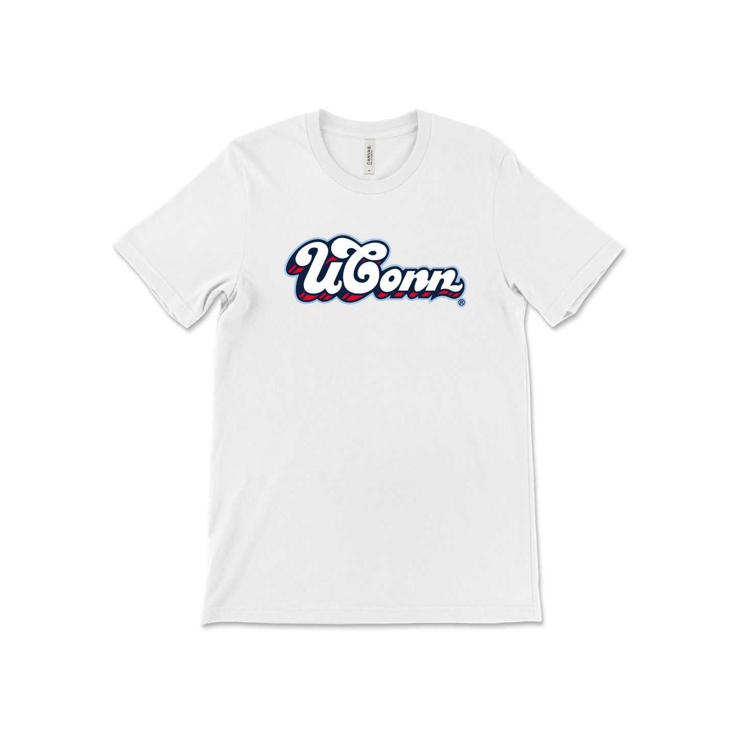 UConn White Tri-Color Retro Script Tee