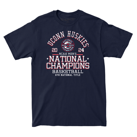 UConn MBB 2024 National Champions Arch Navy T-shirt by Retro Brand