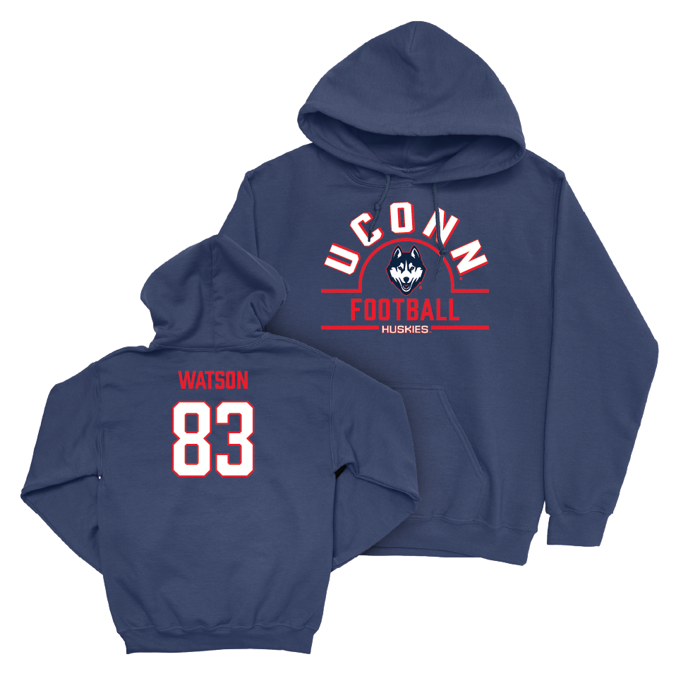 UConn Football Arch Navy Hoodie   - Xavier Watson