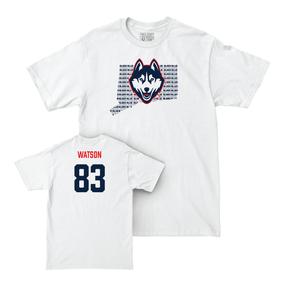 Football White Bleed Blue Comfort Colors Tee   - Xavier Watson
