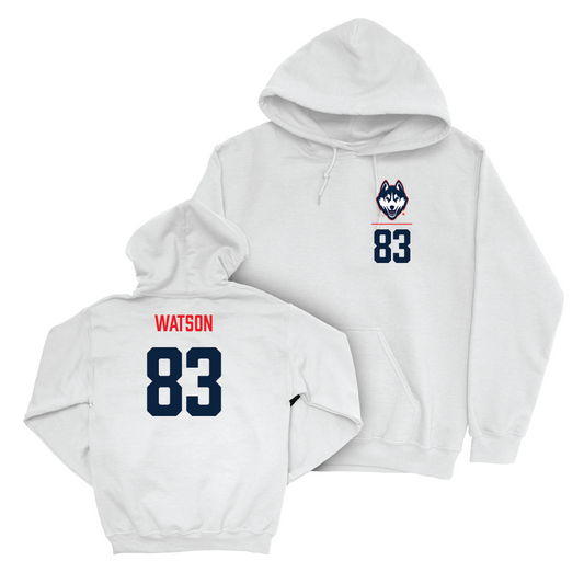 UConn Football Logo White Hoodie   - Xavier Watson