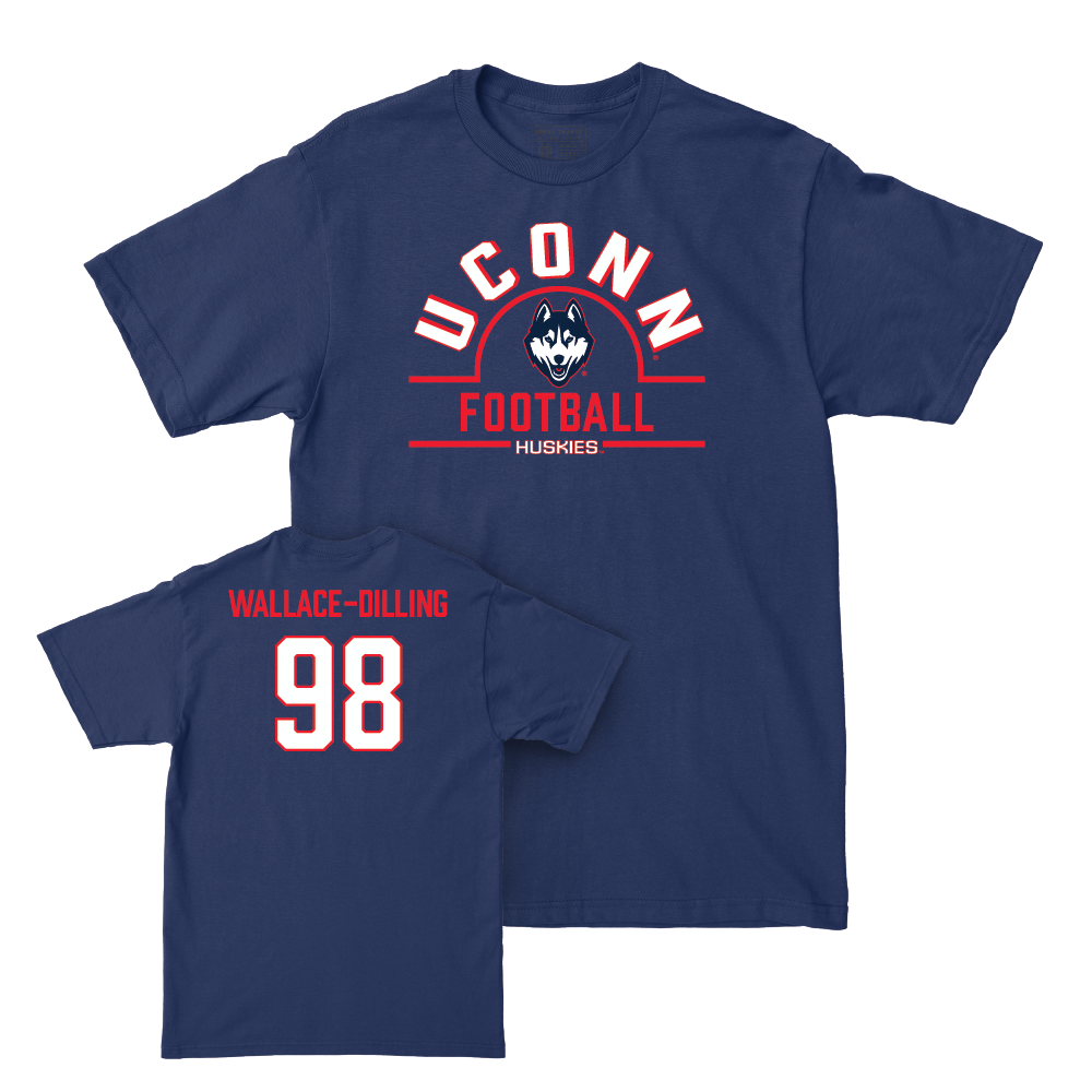 UConn Football Arch Navy Tee   - Nathaniel Wallace-Dilling