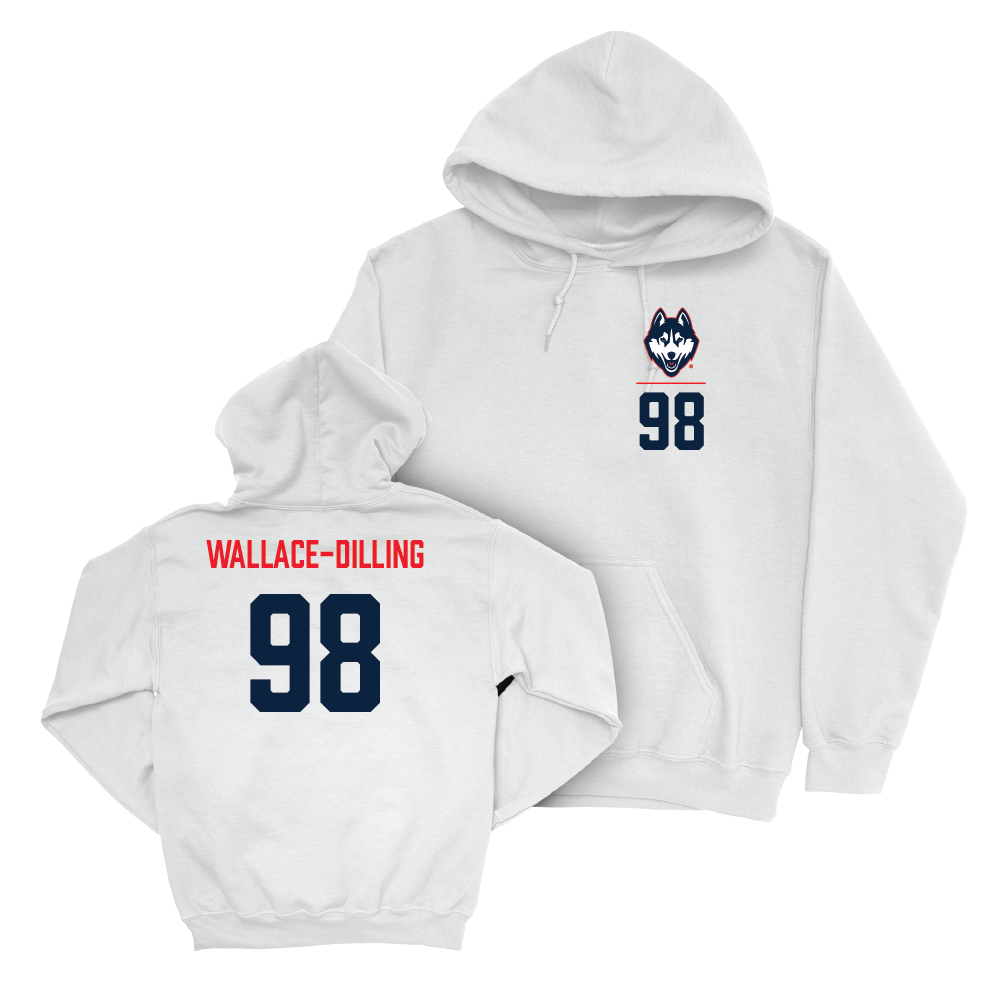 UConn Football Logo White Hoodie   - Nathaniel Wallace-Dilling