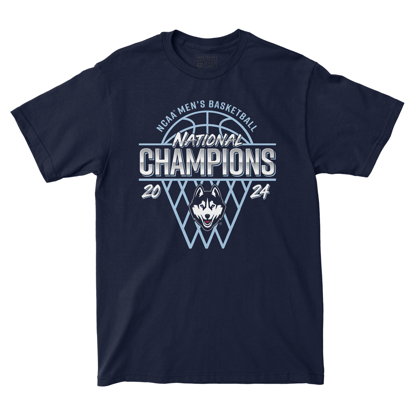UCONN MBB 2024 National Champions Net Navy T-shirt