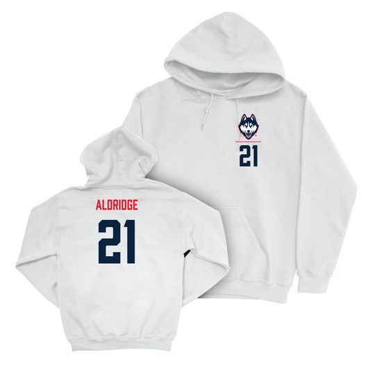 UConn Men's Soccer Logo White Hoodie   - Maquan Aldridge