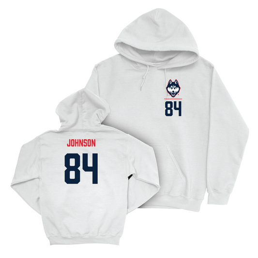 UConn Football Logo White Hoodie   - Makih Johnson