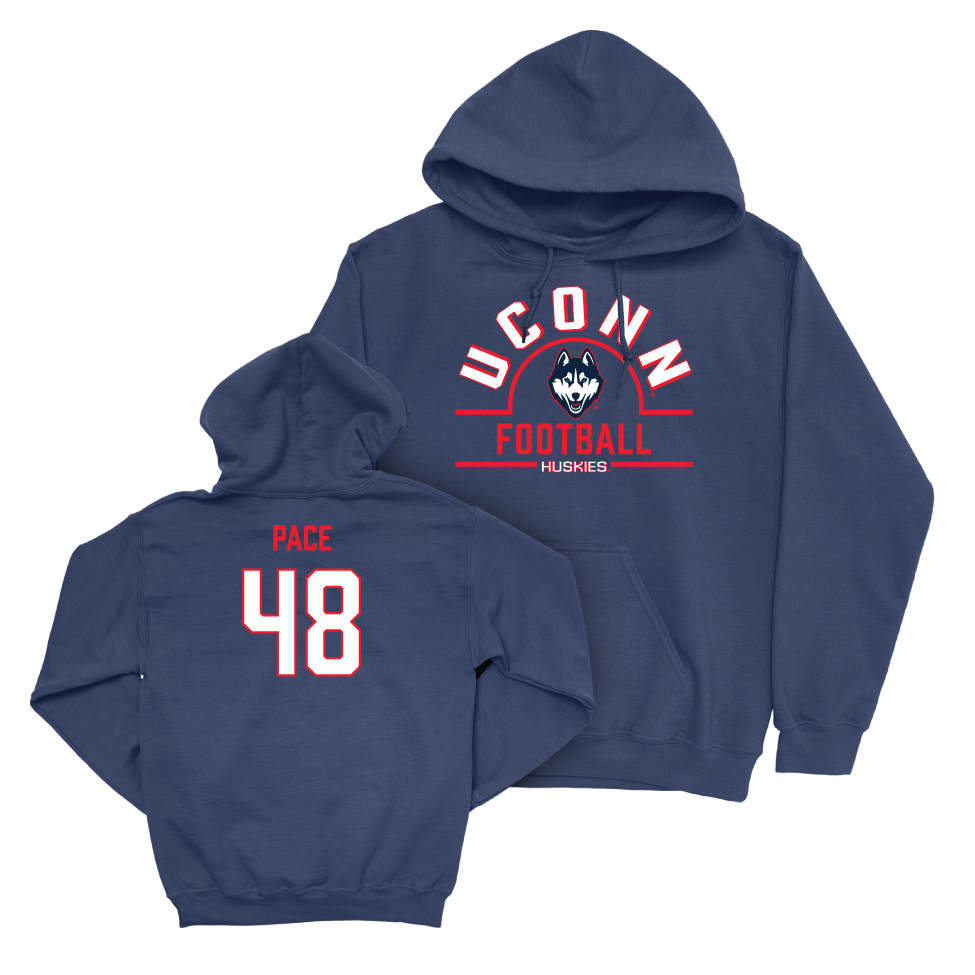 UConn Football Arch Navy Hoodie   - Connor Pace