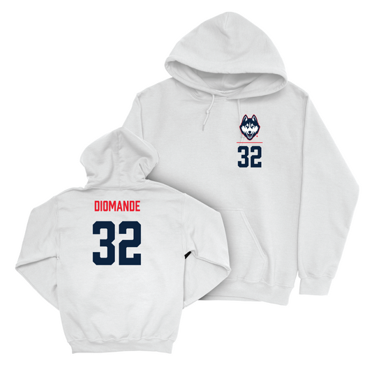 UConn Football Logo White Hoodie   - Oumar Diomande