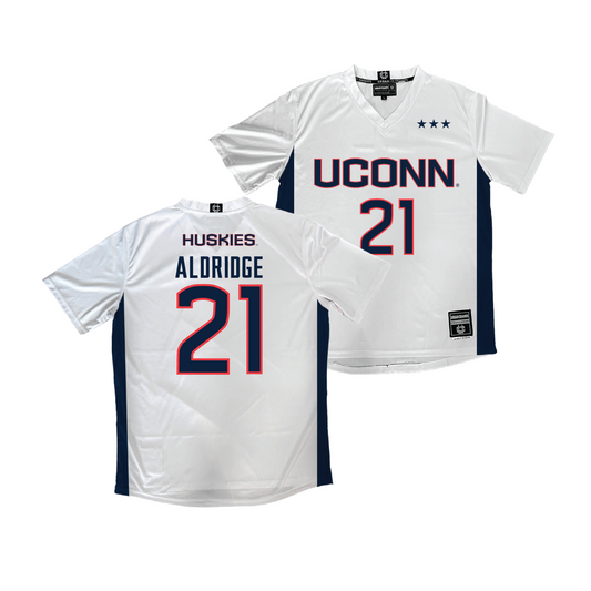 UConn Men's Soccer White Jersey   - Maquan Aldridge