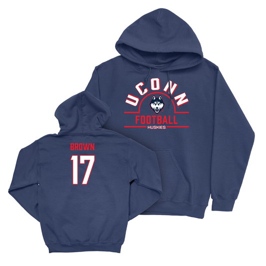 UConn Football Arch Navy Hoodie   - Nykobi Brown