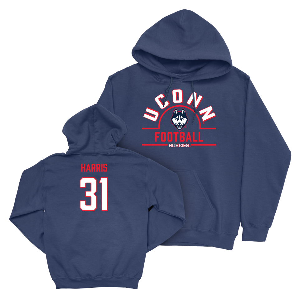 UConn Football Arch Navy Hoodie   - Diandre Harris