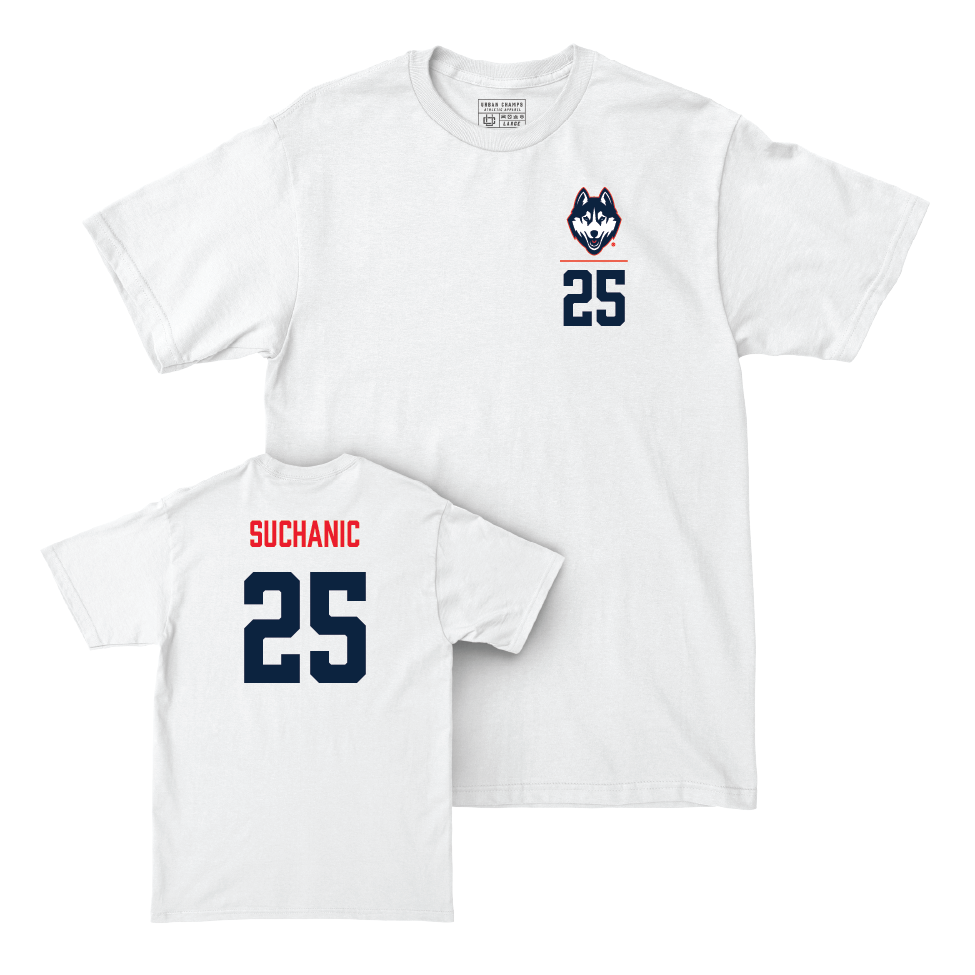 UConn Football Logo White Comfort Colors Tee   - Saxton Suchanic