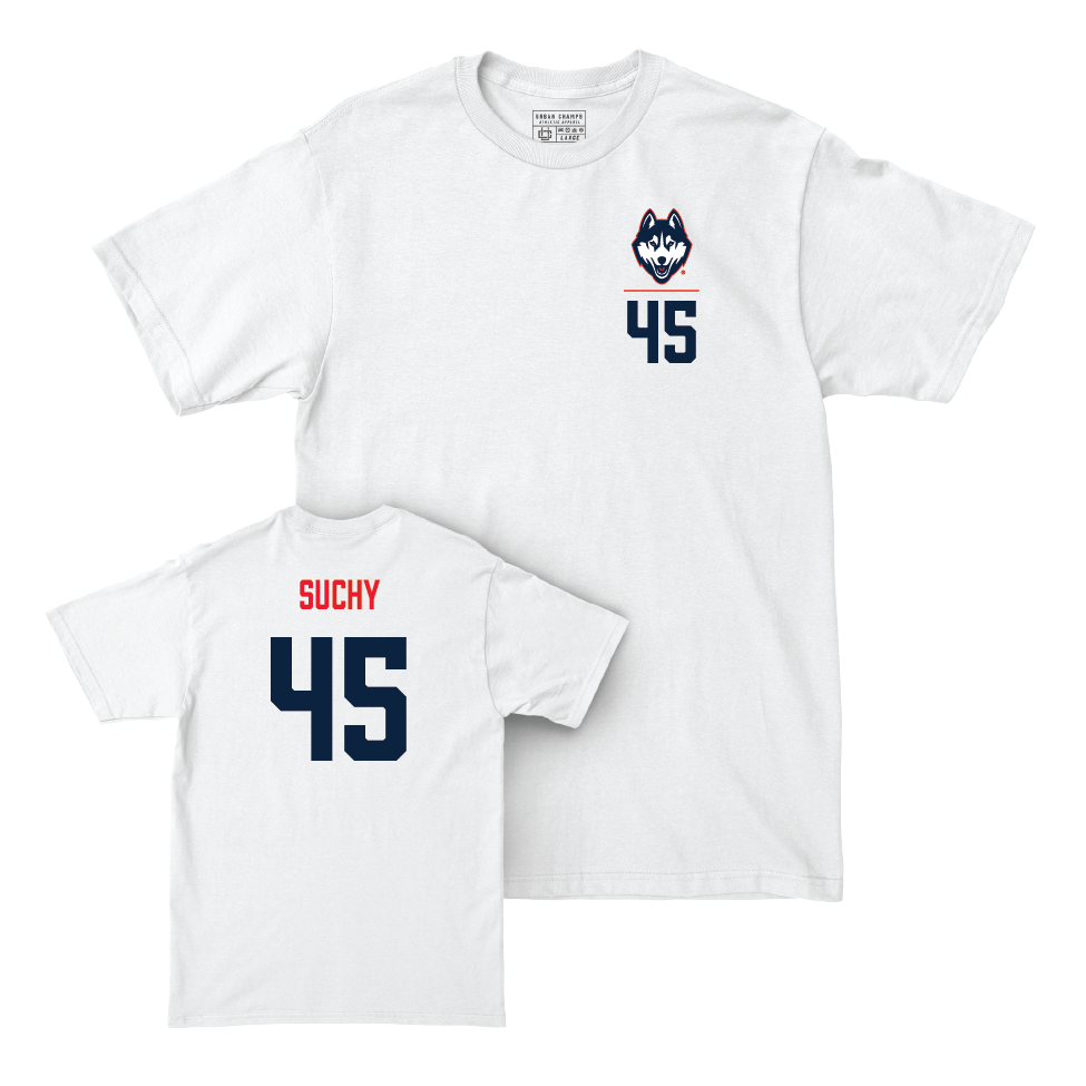 UConn Baseball Logo White Comfort Colors Tee  - Cayden Suchy