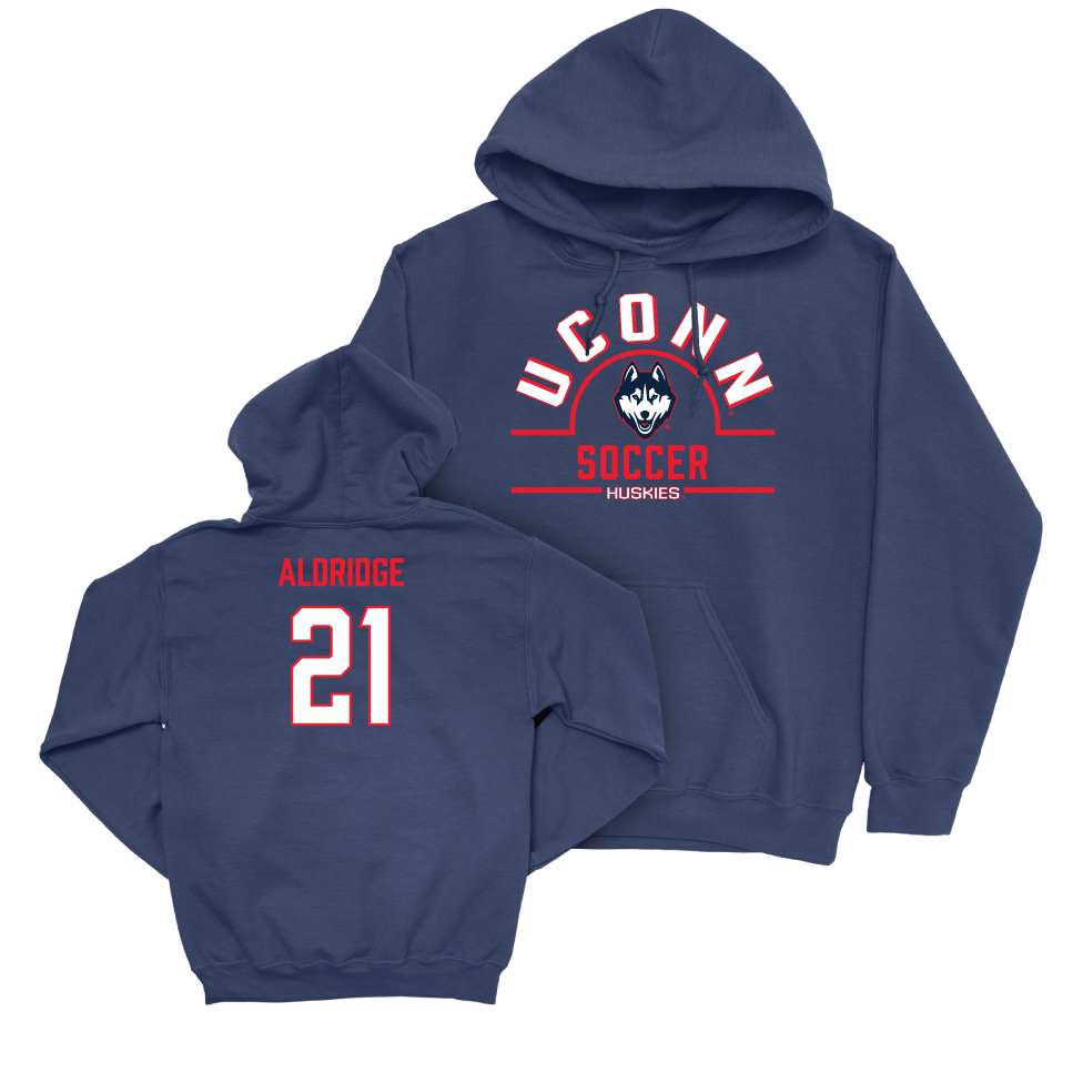 UConn Men's Soccer Arch Navy Hoodie   - Maquan Aldridge