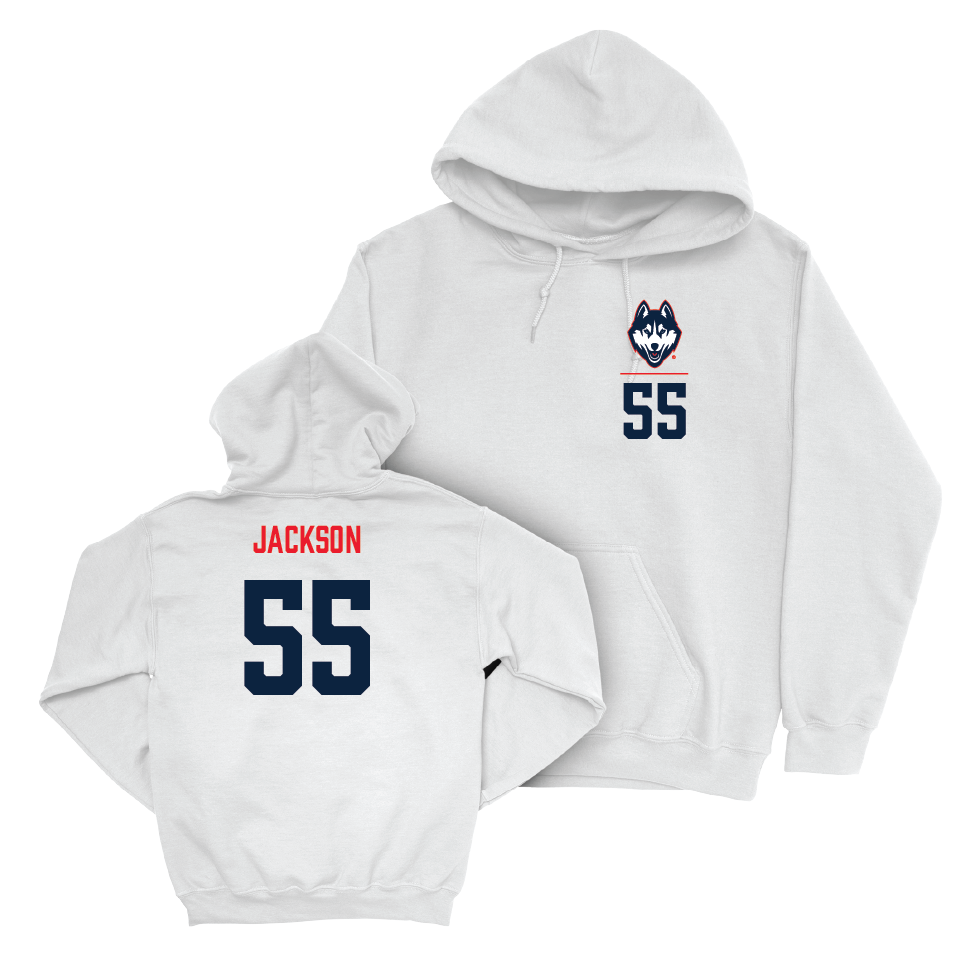 UConn Football Logo White Hoodie   - Vincent Jackson
