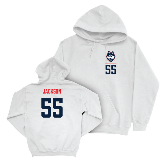 UConn Football Logo White Hoodie   - Vincent Jackson