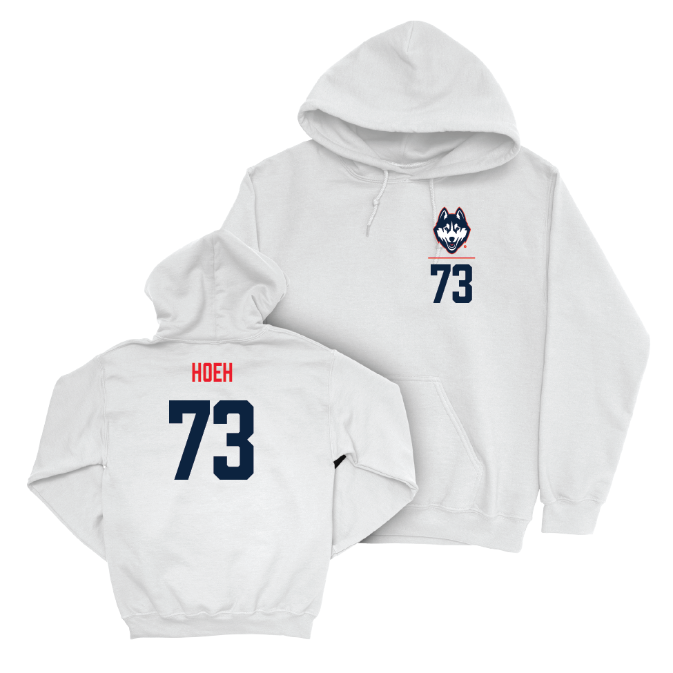 UConn Football Logo White Hoodie   - Wes Hoeh