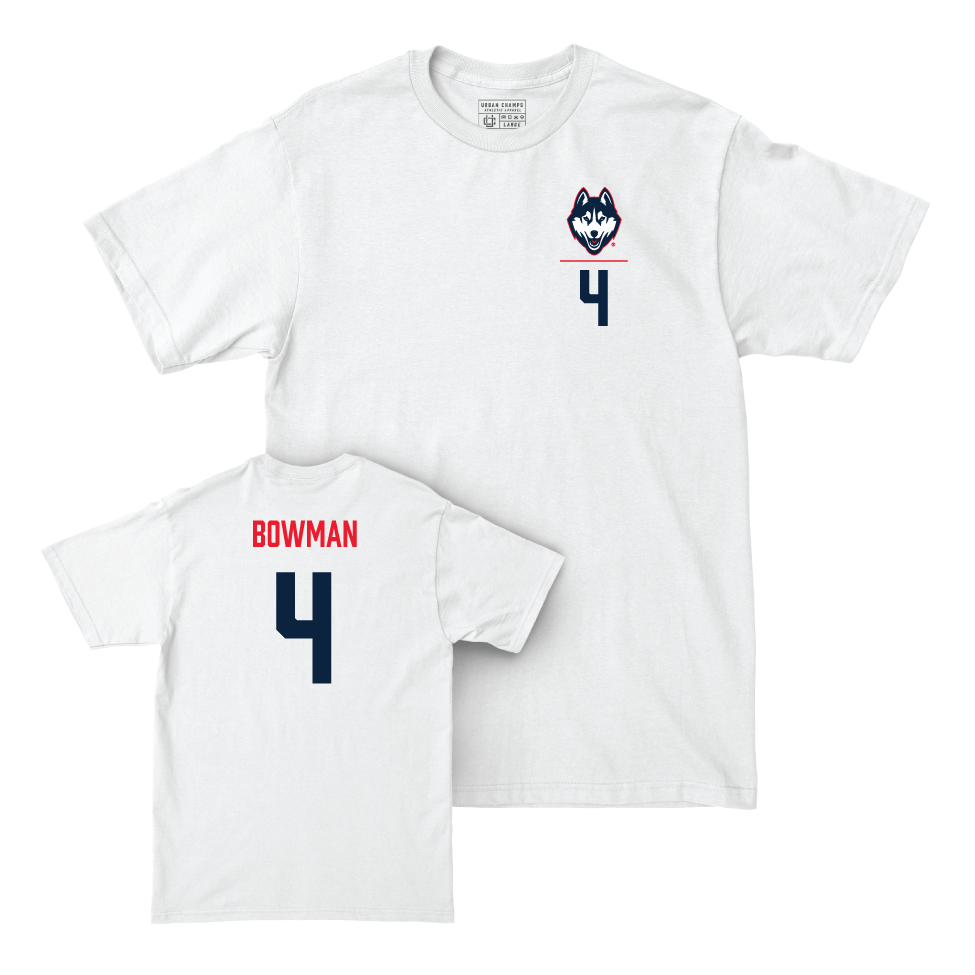 UConn Football Logo White Comfort Colors Tee   - Thai Bowman