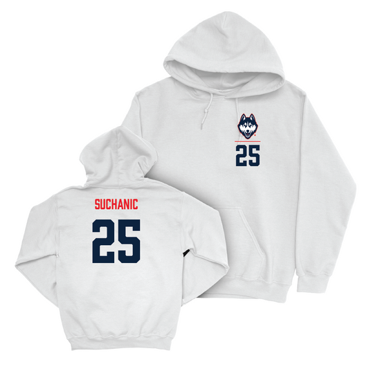 UConn Football Logo White Hoodie   - Saxton Suchanic