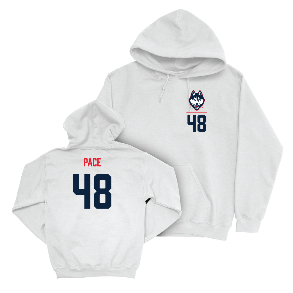 UConn Football Logo White Hoodie   - Connor Pace