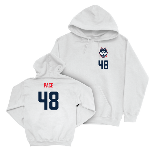 UConn Football Logo White Hoodie   - Connor Pace