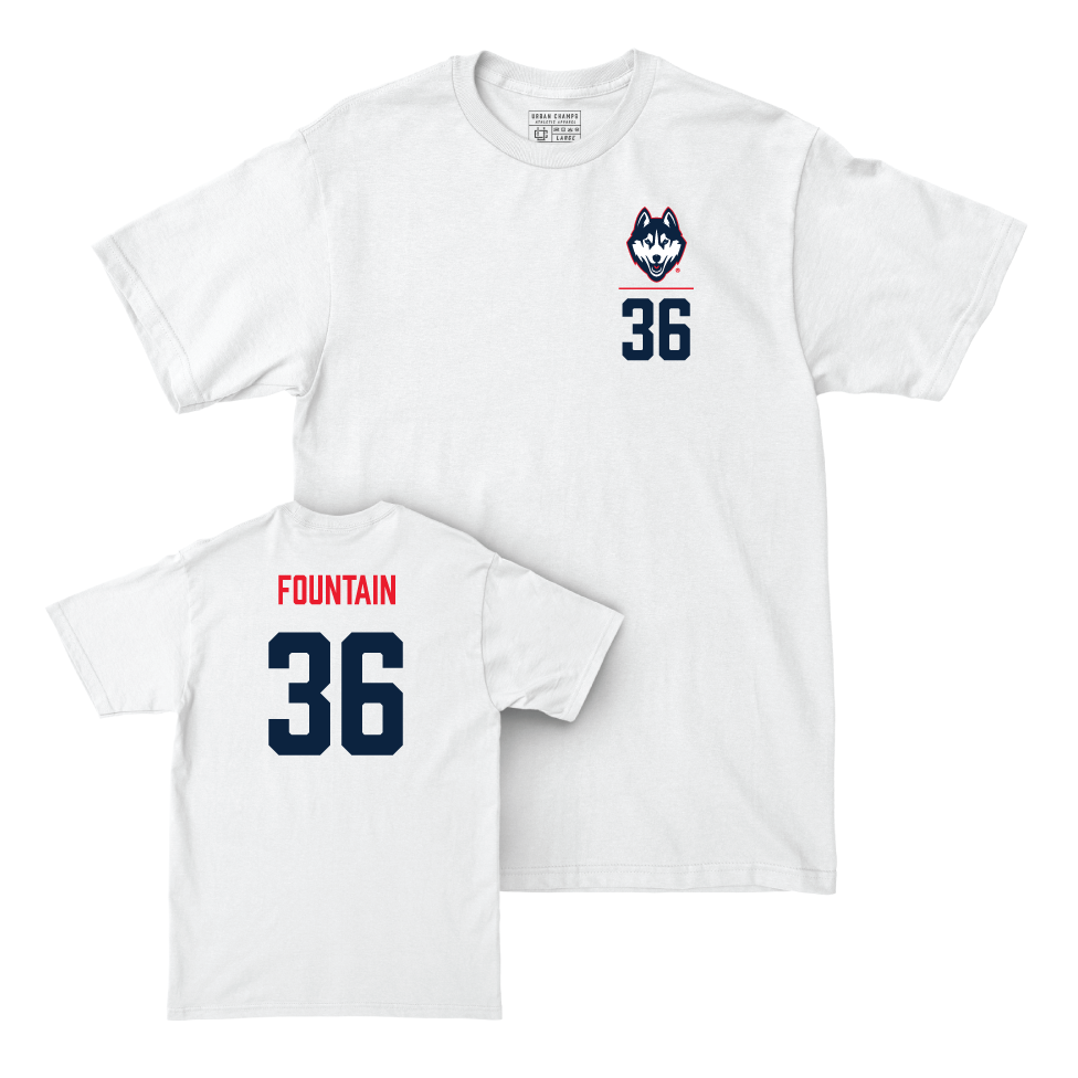 UConn Football Logo White Comfort Colors Tee   - Chase Fountain