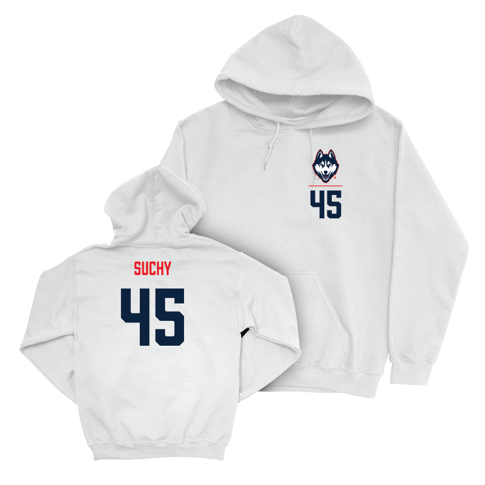 UConn Baseball Logo White Hoodie  - Cayden Suchy