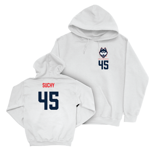 UConn Baseball Logo White Hoodie  - Cayden Suchy