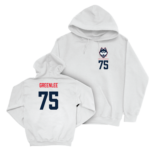 UConn Football Logo White Hoodie   - Hill Greenlee