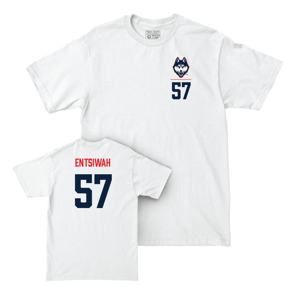 UConn Football Logo White Comfort Colors Tee   - Ed Entsiwah